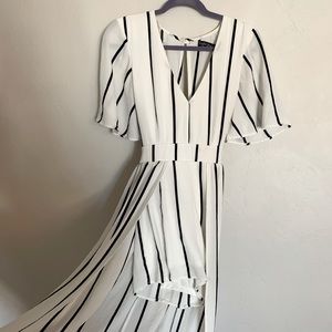 Stripped romper with cape